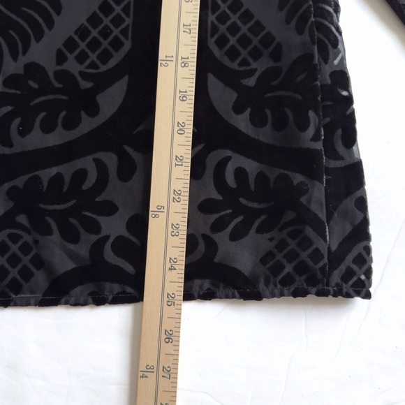 Talbots RSVP Burnout Velvet Blouse Large Black Sheer Dressy Lined Dark Romantic - Picture 8 of 11